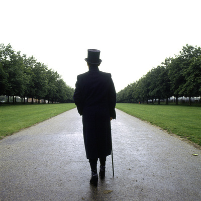 “This is an outtake from the album cover shoot for A Single Man, released in 1978. We did this shoot on the Long Walk in Windsor Great Park in Berkshire. We decided to go back to the classic style. The back of the album was single, the same shot but from behind.”
- Terry O’Neill
